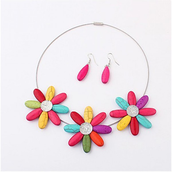 Women's Sun Flwoer Earrings&Necklace Set  