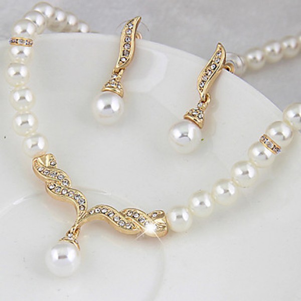 Women Vintage / Party / Casual Alloy / Cubic Zirconia / Imitation Pearl Necklace / Earrings Sets  