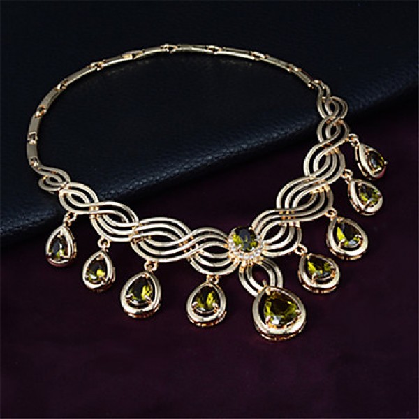 Crystal Jewelry Set Gold Plated Jewelry Set With Crystal Necklace For Bridal Bridal Wedding Party  