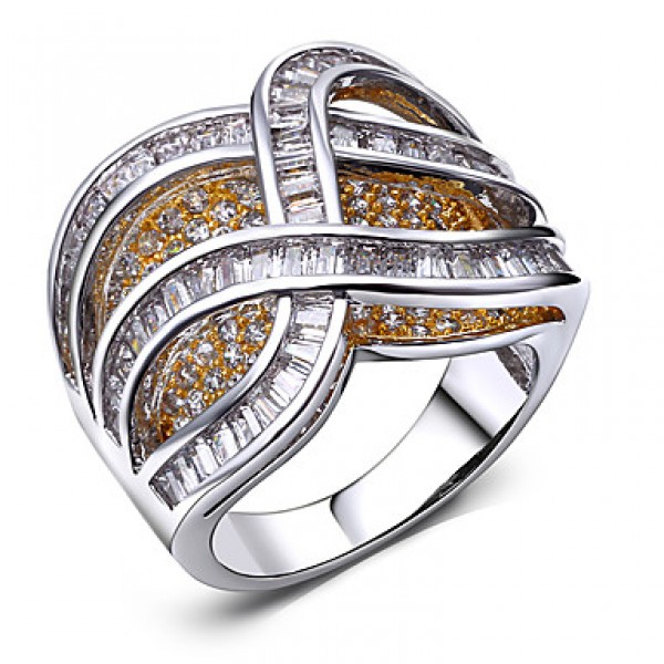 Cubic Zirconia / Copper / Platinum Plated / Gold Plated Ring Band Rings Wedding / Party / Daily / Casual / N/A 1pc