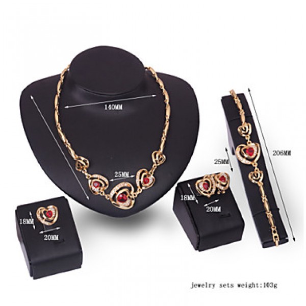 New Women Vintage / Party Gold Plated Necklace / Earrings / Bracelet / Ring Sets  