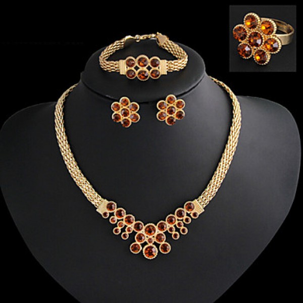 European retro Necklace Earrings Bracelet Ring Set  