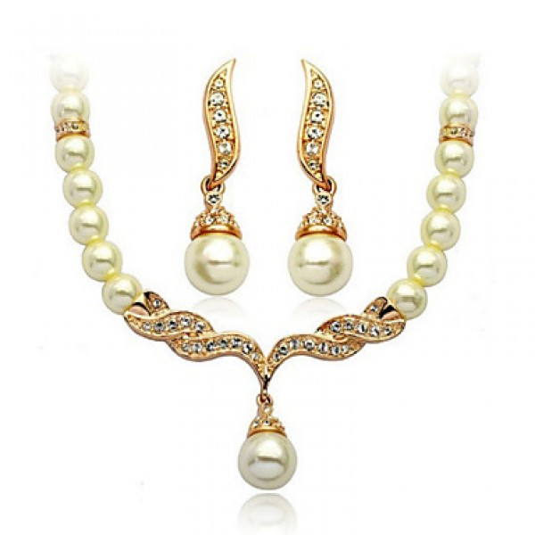 Women Vintage / Party / Casual Alloy / Cubic Zirconia / Imitation Pearl Necklace / Earrings Sets  