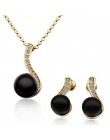 Women's 18K Rose Gold Diamond Black Pearl (Necklace&Earrings) Jewelry Sets  