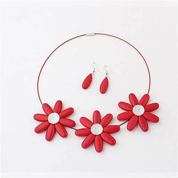 Women's Sun Flwoer Earrings&Necklace Set  