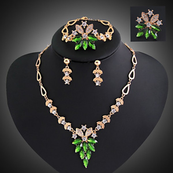 Women Vintage / Party / Casual Alloy / Gemstone & Crystal / Cubic Zirconia Necklace / Earrings / Bracelet / Ring Sets  