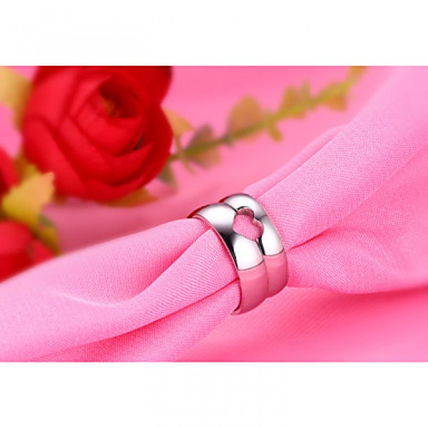 Contracted Heart Puzzle Smooth Couples Stainless Steel Ring