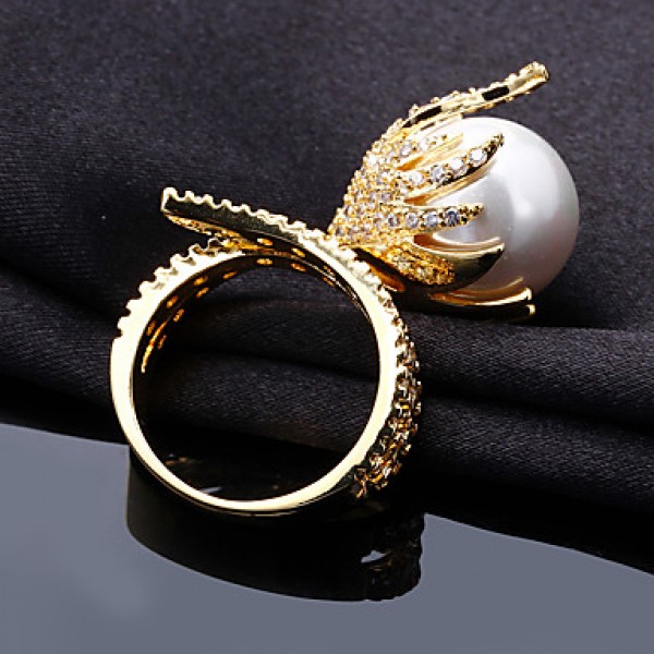 Imitation Pearl / Cubic Zirconia / Copper / Platinum Plated / Gold Plated Ring Band Rings Wedding / Party / Daily / Casual / N/A 1 pair