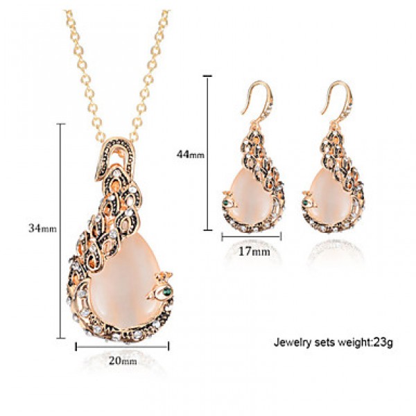 Women Vintage / Party Rose Gold Plated Necklace / Earrings Sets  