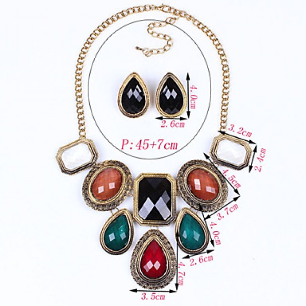 Women Vintage/Cute/Party/Casual Alloy/Gemstone & Crystal/Cubic Zirconia Necklace/Earrings Sets  