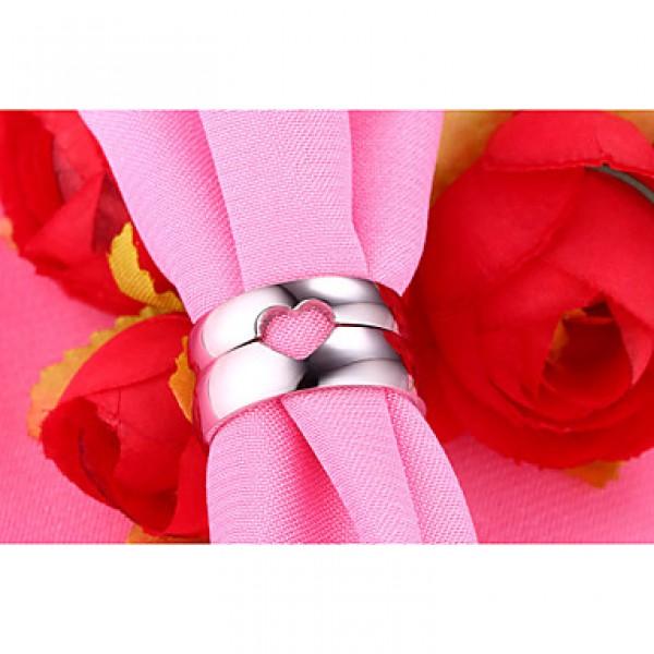 Contracted Heart Puzzle Smooth Couples Stainless Steel Ring