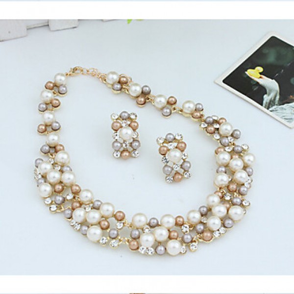 Women Vintage / Party Alloy / Rhinestone / Imitation Pearl Necklace / Earrings Jewelry Sets  